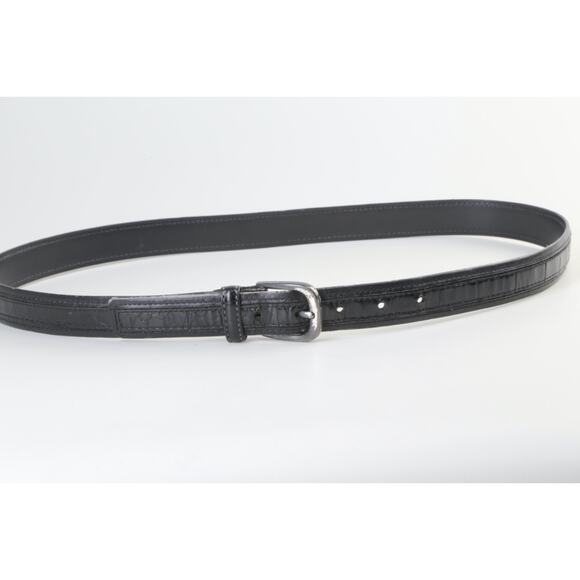 Vintage Black Croc Embossed Classic Belt Alligator Print Leather Size 34 / 85 main image 4